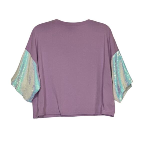 Peach Love Women's Small Lavender Haze Oversized Sparkle Short Sleeve Tee - Picture 5 of 8